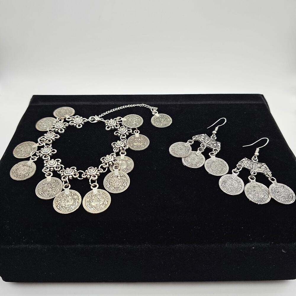 Anklet Silver Bead Chain & Earrings Barefoot Sandal Beach‎ Foot Jewelry